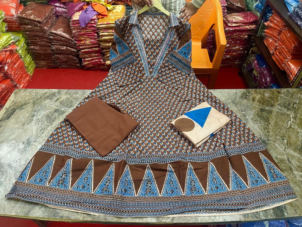 Cotton Handwork Kurti Palazzo Dupatta Set